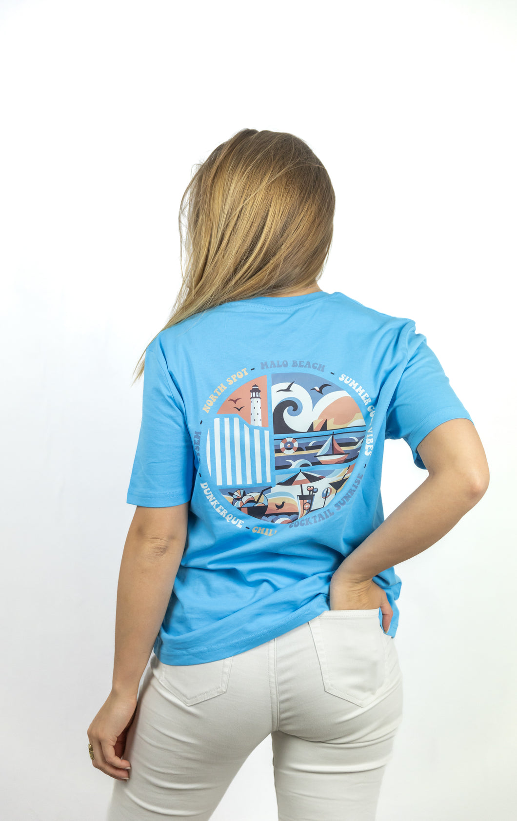 Collection été 2024: Tee Shirt Unisexe en Coton Bio Aqua Blue Malo Beach